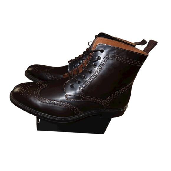 Stafford Brogue Cap Toe Lace- Up Boots Brown Leather Men's 11 - Picture 3 of 9